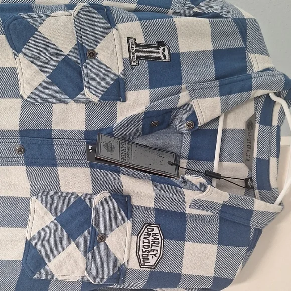 Harley-Davidson Blue and White Checkered Shirt - Picture 4 of 7